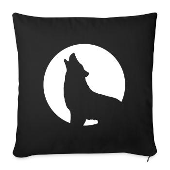 Howling wolf moon full moon night - Sofa pillowcase 17,3'' x 17,3'' (45 x 45 cm) - black - Front