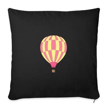 Montgolfière rose jaune – Clipart mignonne - Housse de coussin décorative 45 x 45 cm - noir - Devant