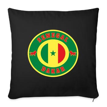 Sénégal Dakar / Cadeau Lion drapeau Afrique État - Housse de coussin décorative 45 x 45 cm - noir - Devant