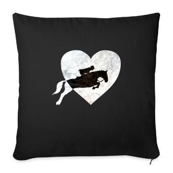 Cheval de saut d'obstacles - Housse de coussin décorative 45 x 45 cm - noir - Devant