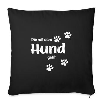 Walking with the Dog - Used Look - Dog Paws - Sofa pillowcase 17,3'' x 17,3'' (45 x 45 cm) - black - Front