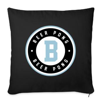 Logo bleu du badge Beer Pong - Housse de coussin décorative 45 x 45 cm - noir - Devant