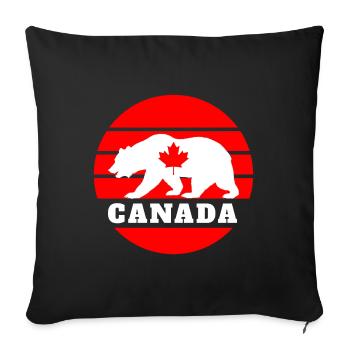 Canada Bear with Maple Leaf / Gift North America - Sofa pillowcase 17,3'' x 17,3'' (45 x 45 cm) - black - Front