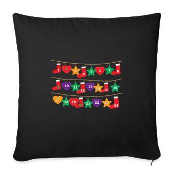 CHRISTMAS ADVENT CALENDAR SOCKS! Gift - Sofa pillowcase 17,3'' x 17,3'' (45 x 45 cm) - black - Front
