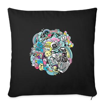 Graffiti city - Sofa pillowcase 17,3'' x 17,3'' (45 x 45 cm) - black - Front