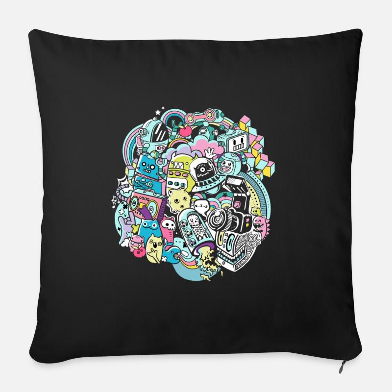 Graffiti Stadt - Sofakissenbezug 45 x 45 cm - Schwarz