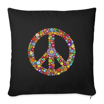 Peace sign peace - Sofa pillowcase 17,3'' x 17,3'' (45 x 45 cm) - black - Front