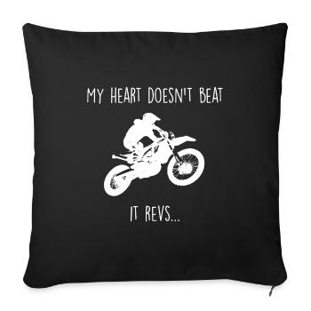 Mon coeur ne bat pas le motocross - Housse de coussin décorative 45 x 45 cm - noir - Devant