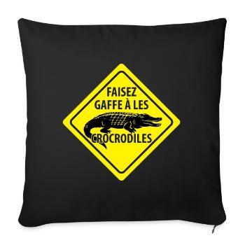 Signe Avertissement Crocodiles - Housse de coussin décorative 45 x 45 cm - noir - Devant