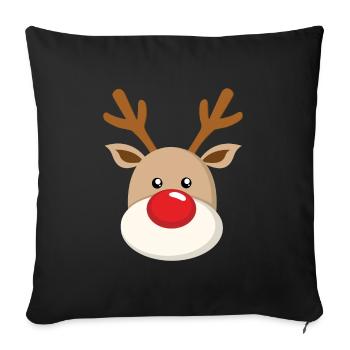Sweet reindeer Red snub nose face Christmas - Sofa pillowcase 17,3'' x 17,3'' (45 x 45 cm) - black - Front