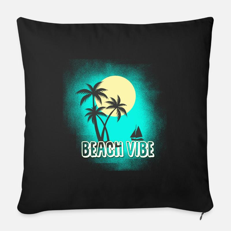 Plage - Housse de coussin décorative 45 x 45 cm - noir