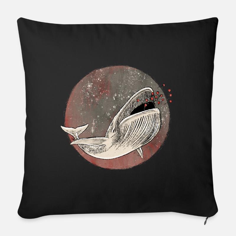Flying whale - Sofa pillowcase 17,3'' x 17,3'' (45 x 45 cm) - black