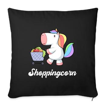 Unicorn Unicorn Shopping Cart Comic Sweet - Sofa pillowcase 17,3'' x 17,3'' (45 x 45 cm) - black - Front