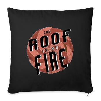 Le toit est en feu 04 - Housse de coussin décorative 45 x 45 cm - noir - Devant