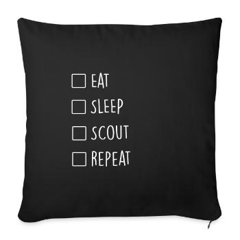 Manger sommeil scout scout répétitif garçon - Housse de coussin décorative 45 x 45 cm - noir - Devant