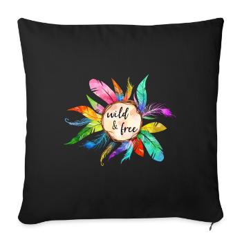 Cadeau coloré de perroquet oiseau de plumes de la liberté sauvage - Housse de coussin décorative 45 x 45 cm - noir - Devant
