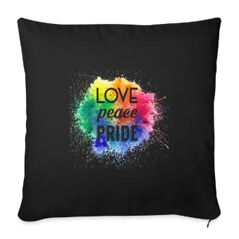 LGBT Love Peace Gay Pride Rainbow - Housse de coussin décorative 45 x 45 cm - noir - Devant