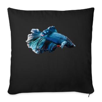 Siamesischer Kampffisch - Siam Betta - Sofakissenbezug 45 x 45 cm - Schwarz - Vorne