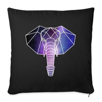 Eléphant géométrique | Low Poly Galaxie Faune Sauvage - Housse de coussin décorative 45 x 45 cm - noir - Devant