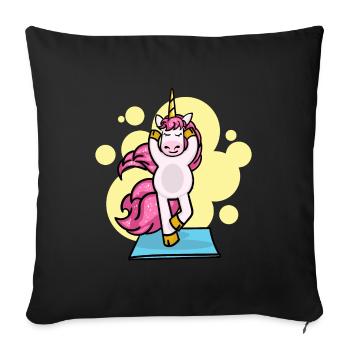 Pilates Unicorn Exercise Workout Workout Gym - Housse de coussin décorative 45 x 45 cm - noir - Devant