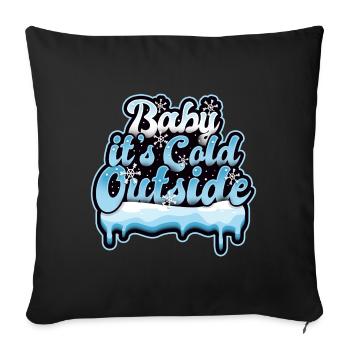 Winter kalt Frost Schnee Baby - Sofakissenbezug 45 x 45 cm - Schwarz - Vorne
