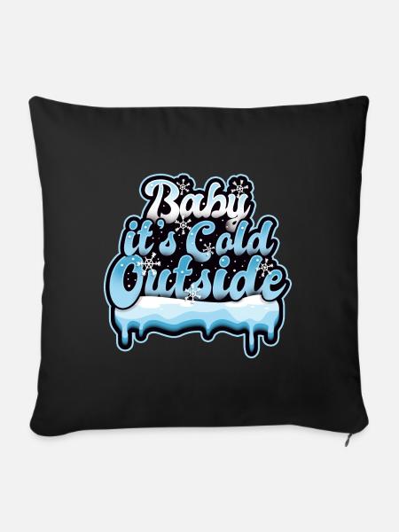 Winter kalt Frost Schnee Baby - Sofakissenbezug 45 x 45 cm - Schwarz