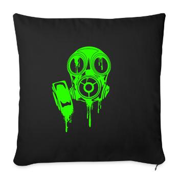 Gasmaske Maske Neon Horror Mask Grusel T-Shirt - Sofakissenbezug 45 x 45 cm - Schwarz - Vorne
