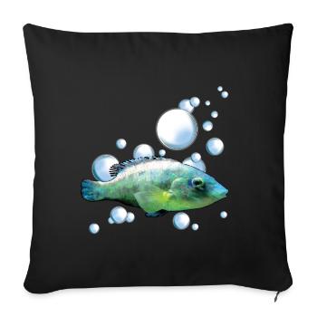 Colorful aquarium fish motif - Sofa pillowcase 17,3'' x 17,3'' (45 x 45 cm) - black - Front