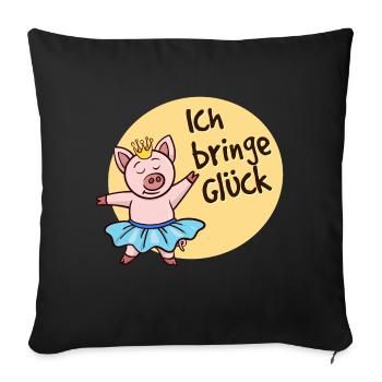 Porc chanceux - Housse de coussin décorative 45 x 45 cm - noir - Devant