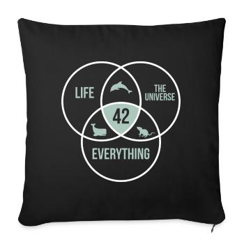 42 Réponse à Toute vie Univers Nombre 42 - Housse de coussin décorative 45 x 45 cm - noir - Devant