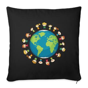 Beaucoup d’enfants Terre Planète Cadeau amusant - Housse de coussin décorative 45 x 45 cm - noir - Devant
