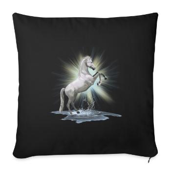 Chemise des chevaux - cheval blanc , moisissure - Housse de coussin décorative 45 x 45 cm - noir - Devant