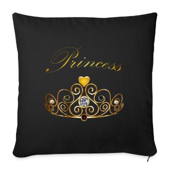 Perles princesse reine couronne doré diadème - Housse de coussin décorative 45 x 45 cm - noir - Devant