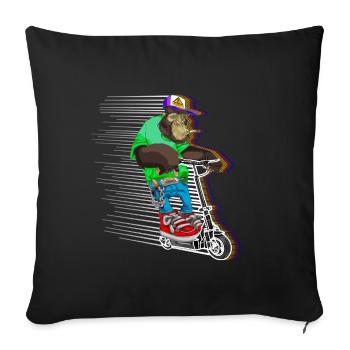Escooter scooter électrique scooter e-singe cool - Housse de coussin décorative 45 x 45 cm - noir - Devant