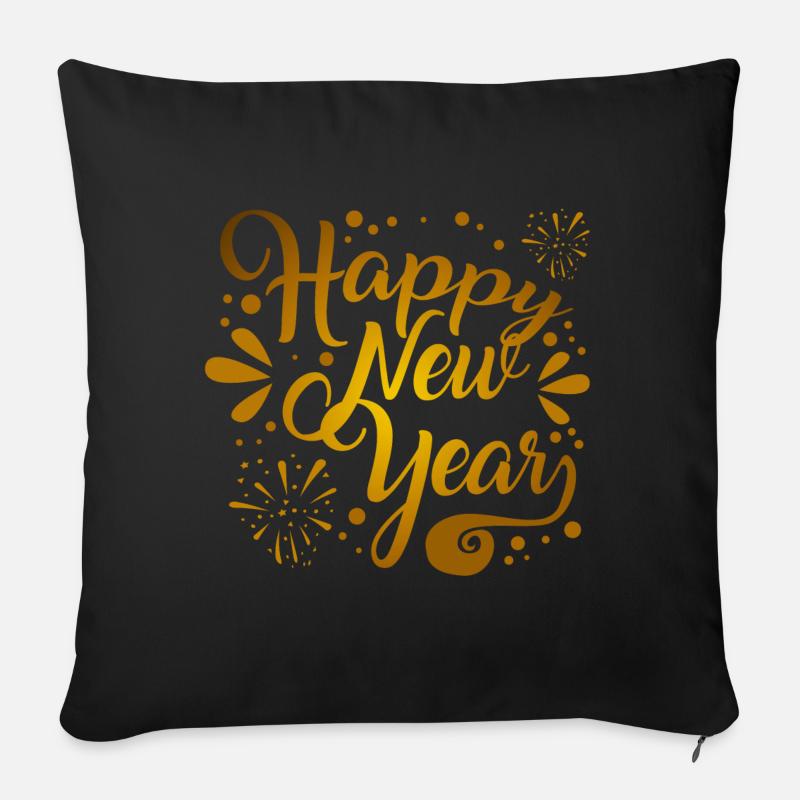 Happy New Year - Sofakissenbezug 45 x 45 cm - Schwarz