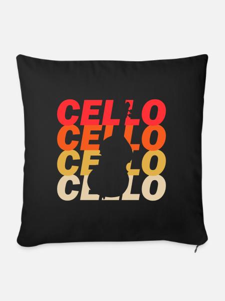 violoncelle - Housse de coussin décorative 45 x 45 cm - noir