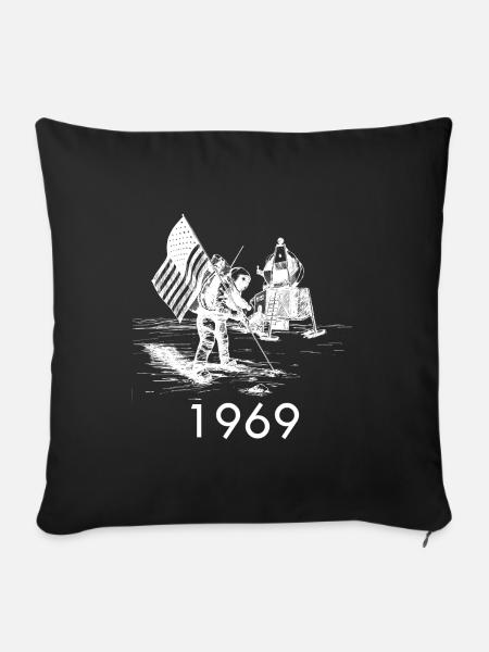 Moonlanding 1969 - Sofakissenbezug 45 x 45 cm - Schwarz