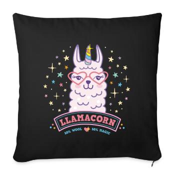 Cadeau de licorne de lama rose Llamacorn Lamacorn - Housse de coussin décorative 45 x 45 cm - noir - Devant