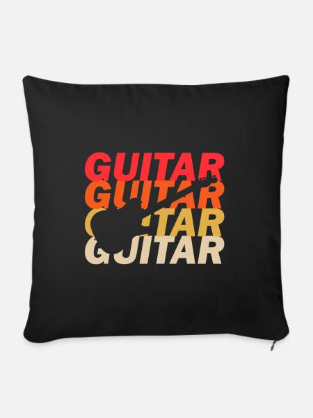 guitare rock - Housse de coussin décorative 45 x 45 cm - noir