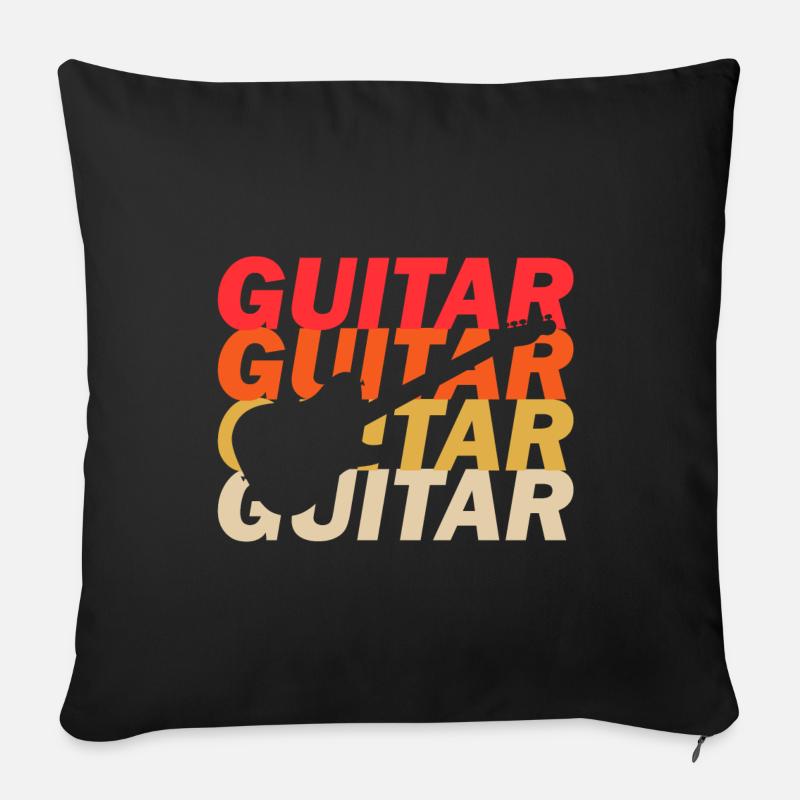 guitare rock - Housse de coussin décorative 45 x 45 cm - noir