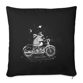 Un renard à moto - Housse de coussin décorative 45 x 45 cm - noir - Devant