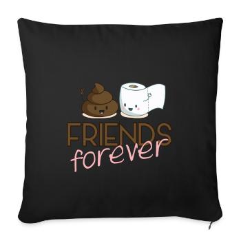 Amis Forever BFF amis copains toilettes toilettes - Housse de coussin décorative 45 x 45 cm - noir - Devant