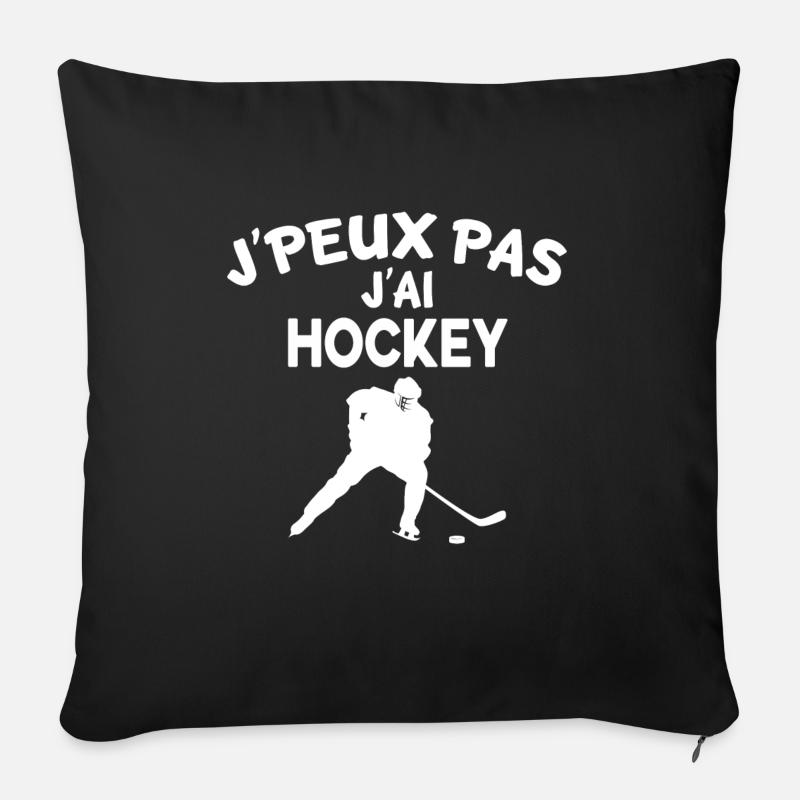 j'peux pas j'ai hockey - Housse de coussin décorative 45 x 45 cm - noir