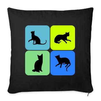 Cat Cat Cat Cat Cat Cat, Gift - Sofa pillowcase 17,3'' x 17,3'' (45 x 45 cm) - black - Front