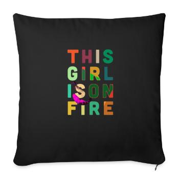 Parapente Girl Power fun - Housse de coussin décorative 45 x 45 cm - noir - Devant