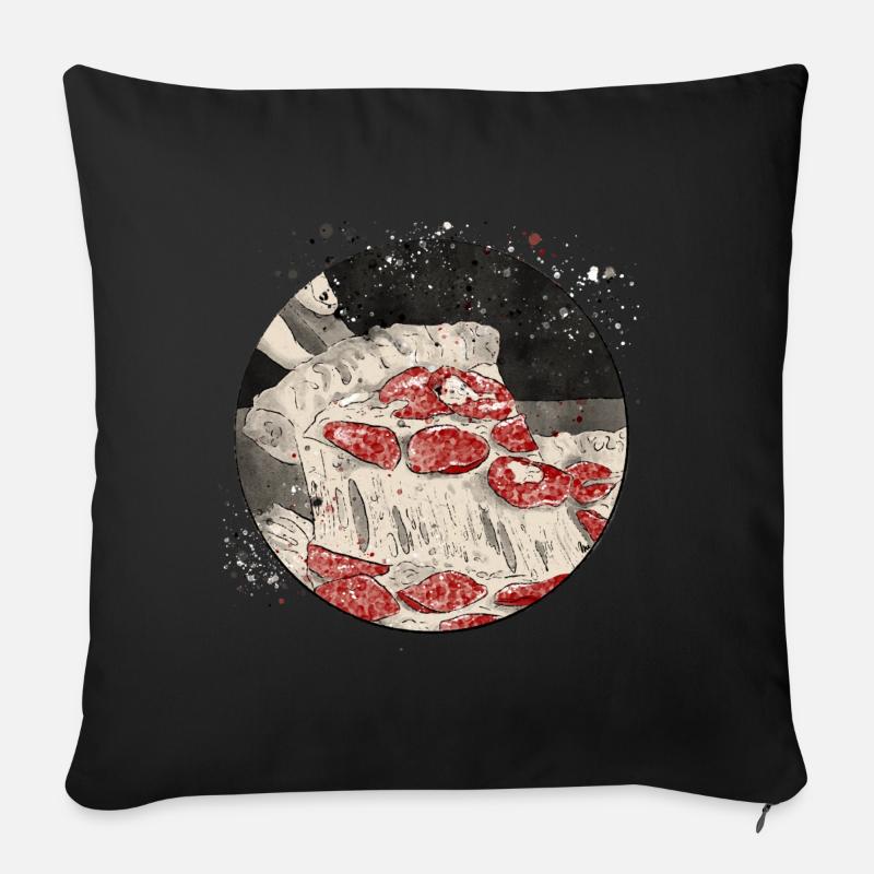 Pizza - Housse de coussin décorative 45 x 45 cm - noir