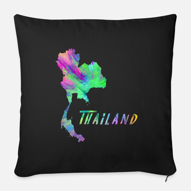 Thailand Landkarte im farbenfrohen Design Geschenk - Sofakissenbezug 45 x 45 cm - Schwarz
