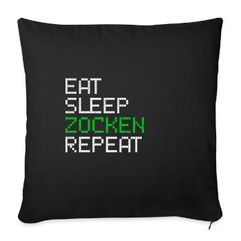 Jeu vidéo sort amusant eat jouer repeat - Housse de coussin décorative 45 x 45 cm - noir - Devant