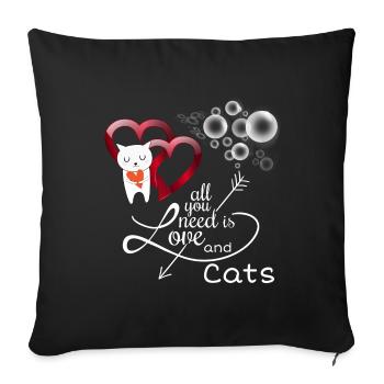 Amis chat, dire chat - Housse de coussin décorative 45 x 45 cm - noir - Devant
