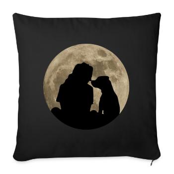 Hund Hundeliebhaber Mond Silhouette Tierfreund - Sofakissenbezug 45 x 45 cm - Schwarz - Vorne